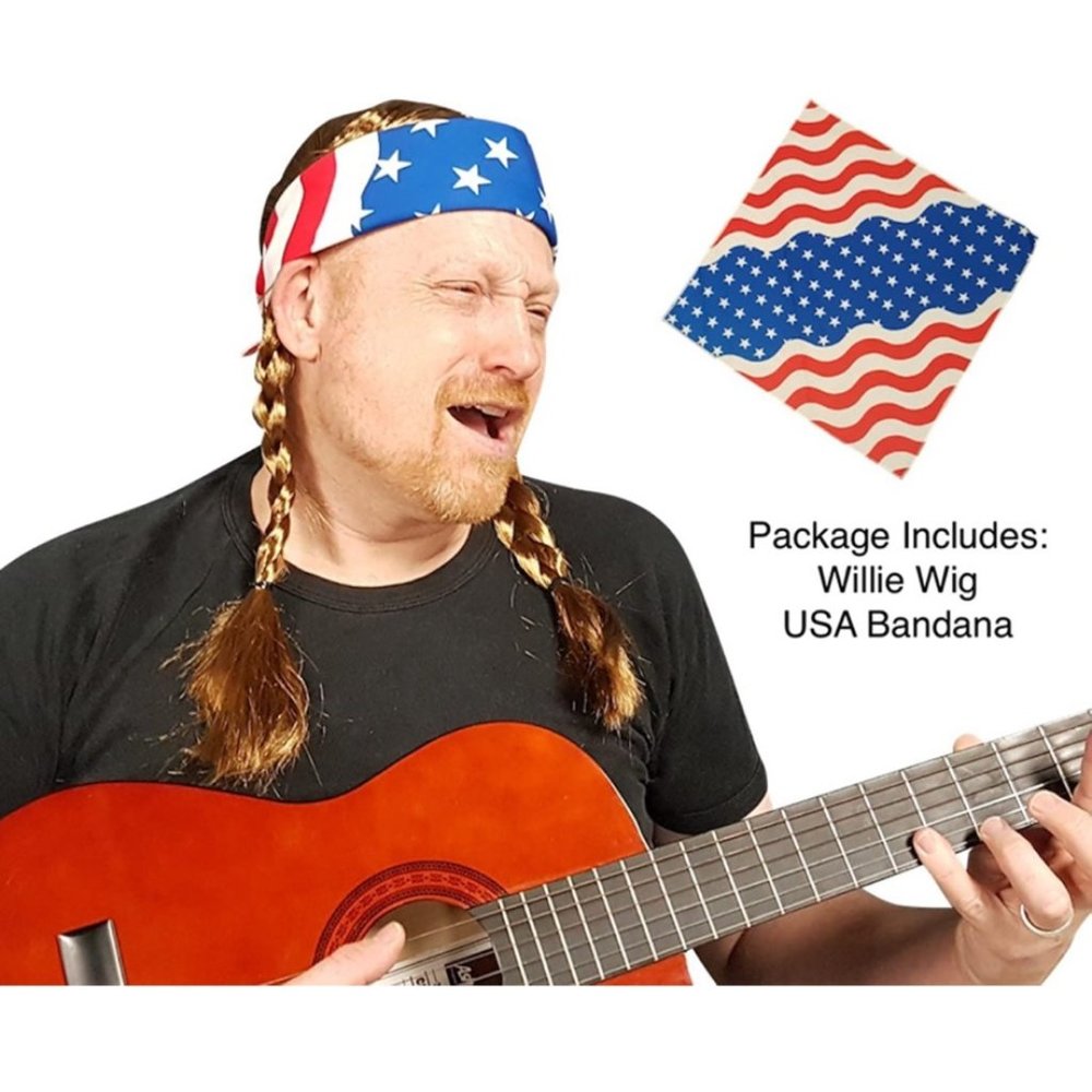 Willie Nelson Braided Pig Tail Wig